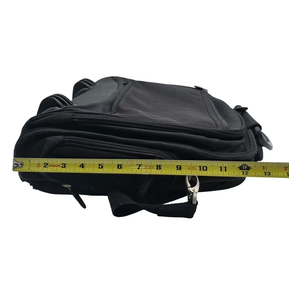 Port Designs Black Ballistic Nylon Laptop Briefcase Messenger Bag 16.5x6.5x13in